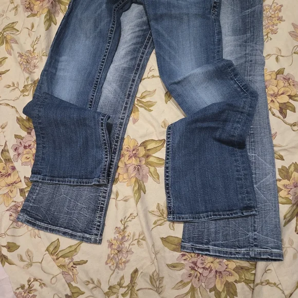 Y2K Miss Me & Rock Revival Women's Blue Denim Bootcut Jeans Bling Pockets - Picture 7 of 7